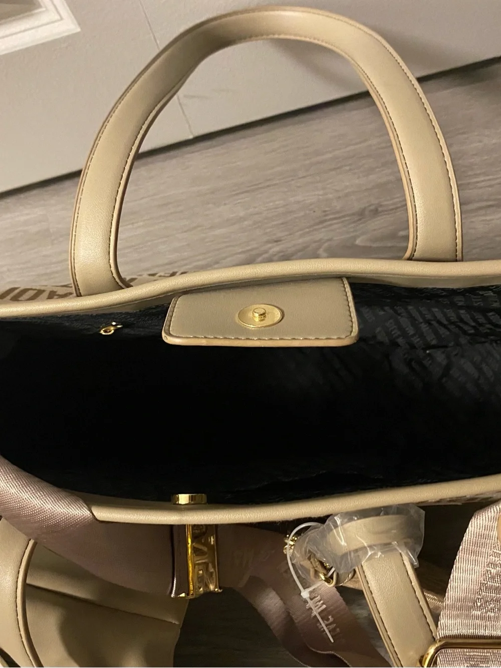 Steve Madden Tan Logo Tote Bag